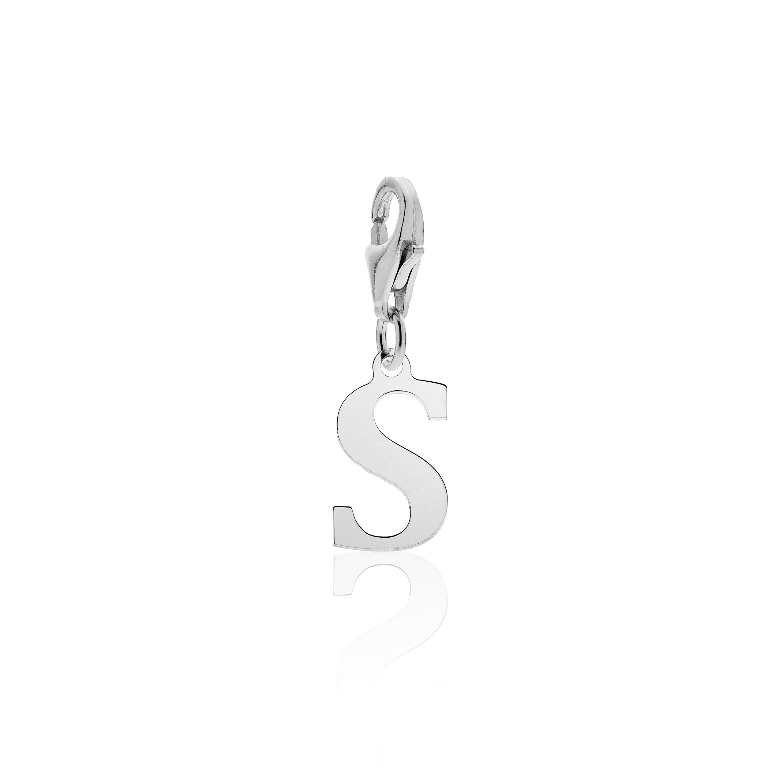Aka Gioielli® - 925 Sterling Silver Letter S Clip on Charm, Women and Girls charms for bracelets