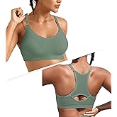 ULTREAGLE Womens Comfortable Sports Bra - Racerback Light Support Padded Yoga Bra Adjustable Spaghetti Strap Workout Bra Tops
