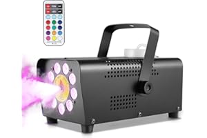 MAMIZO Fog Machine, Halloween Smoke Machine with 9 LED,500W,Light 12 Color Lights Effect for Automatic 2 in 1 Fog Machine,Continuous Fog with Wireless and Wired Remote Control for Party,Halloween,Stage