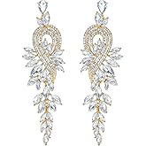 mecresh Marquise Crystal Bridal Chandelier Dangle Drop Earrings Ladies Gifts in Silver/Gold Tone