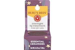 Burt's Bees Original Overnight Intensive Lip Treatment, Moisturizing, Restorative, Reduces Fine Lines, Vitamin E, Ceramides Oils, Natural Origin Lip Care, 0.25 Oz.