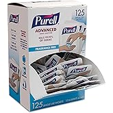 PURELL SINGLES Advanced Hand Sanitizer Gel, Fragrance Free, 125 Count Single-Use Travel-Size Packets - 9620-12-125EC (Pack of 1)