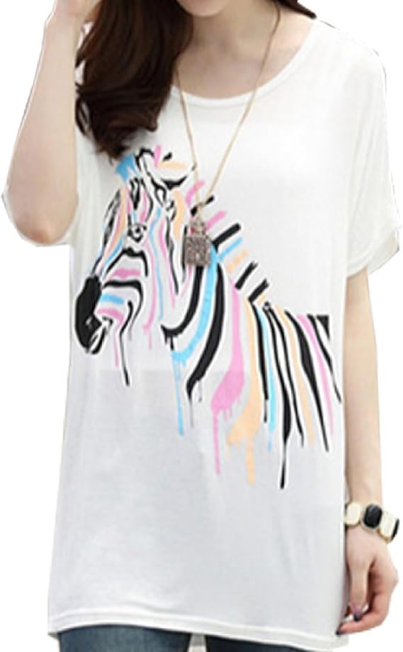 Amazon ベルク Veluc レディース カットソー ｔシャツ ワンピース チュニック 半袖 コットン 丸首 柄 アニマル 動物 おもしろ かわいい デザイン 大人可愛い 黒 白 フリーサイズ フリーサイズ ホワイト オリジナルメッセージカードセット ワンピース