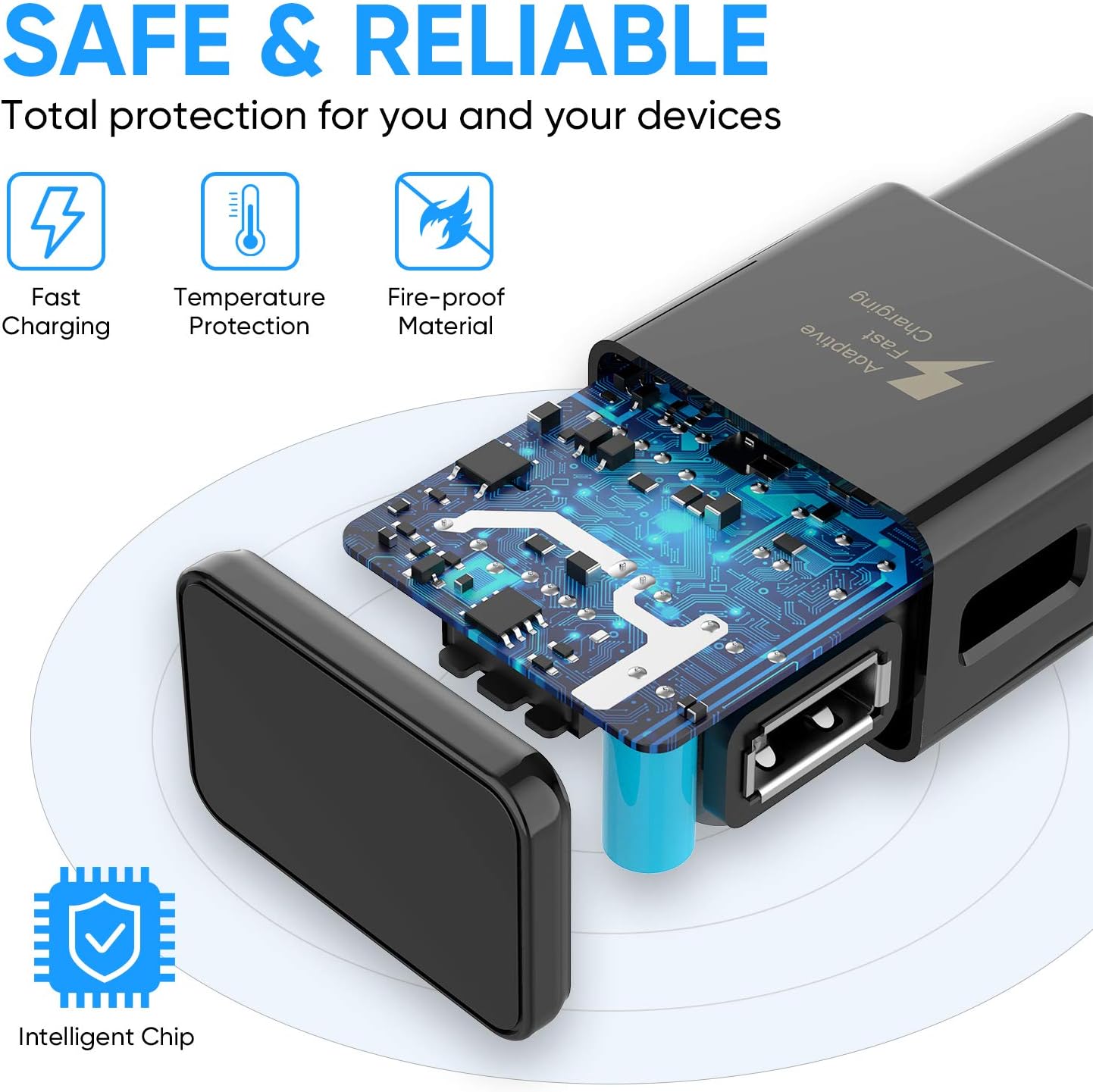 Adaptive Fast Charging Wall Charger Adapter Compatible Samsung Galaxy S6 S7 S8 S9 S10 / Edge/Plus/Active, Note 5,Note 8, Note 9,LG G5 G6 G7 V20 V30 ThinQ Plus EP-TA20JBE Quick Charge (2 Pack): Electronics