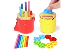 Montessori Toys for 1 2 3 Year Old Boys Girls: Wooden Colour Sorting & Stacking Cups Gifts for 2-3-4 Year Old Kids Learning F