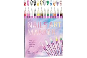 Nail Pens,12 Colors Fingernail Art DIY Tools - Nail Dotting Markers | for Women Girls Wife Girlfriend Daughter Holiday Christ