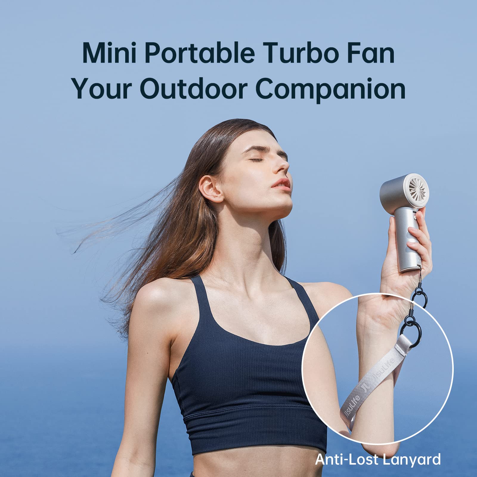 JISULIFE Portable Handheld Fan, Speed(1-100) Adjustable Turbo Mini and 5000mAh Battery Rechargeable Personal Fan with Metal Body, Digital Display, Gifts for Women Men Travel/Camping/Outdoor-Brown