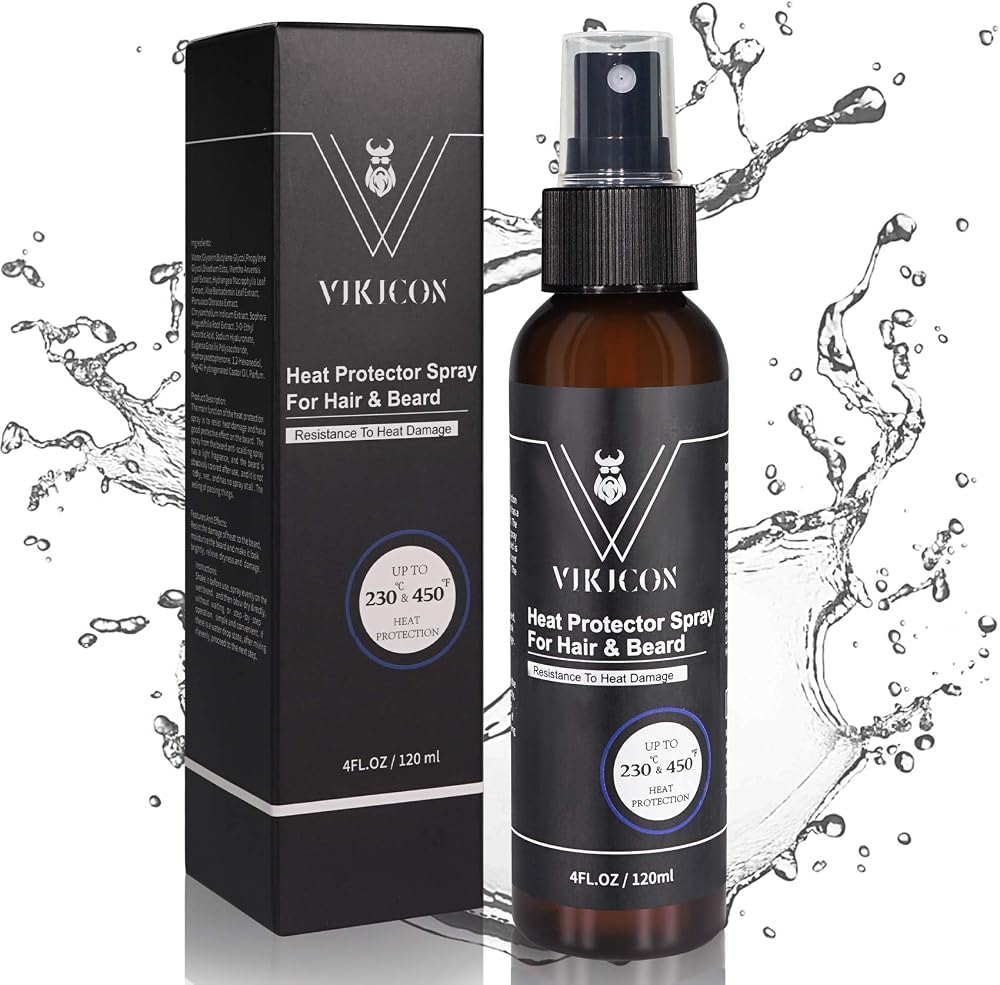 VIKICON Beard Hair Heat Protectant Spray Thermal Protector 4FL.OZ/120ml Men