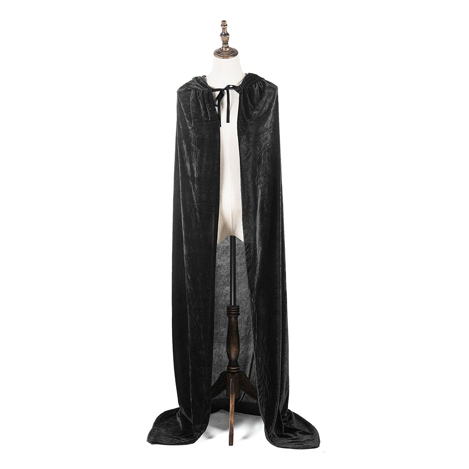 Mayplous Halloween Costumes Women Men Cosplay Long Cape Cloak Fancy Dress for Role Play (Black, 150cm)