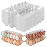 SINLUCESCE 60 Packs Egg Cartons Cheap Bulk, Plastic for 12 Eggs, Clear Egg Cartons 2 x 6 Grids, Perfect for Refrigerator Family Farm Commercial Business Market Display