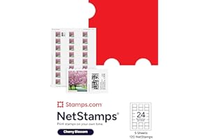 NetStamps Printable Postage Stamps (Stamps.com Subscription Required) – Print Custom USPS Postage at Home – Compatible with Inkjet & Laser Printers – Not Pre-Paid Stamps (Cherry Blossom, 5 Sheets)