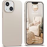 IceSword Compatible with iPhone 15 Case Stone, Liquid Silicone Case Phone Cover Slim Protective, Soft Anti-Scratch Light Beige Tan Cream Warm Sand [Shockproof] 6.1 inch 15 - Stone