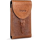 Hengwin Genuine Leather Phone Holster Fits for iPhone 16 Pro Max 15 Plus 14 Pro Max Samsung Galaxy A15 Note 9 8 S23+ S22+ S21 FE S20 Ultra Holster Waist Pouch Belt Clip Case Cell Phone Holder (Brown)