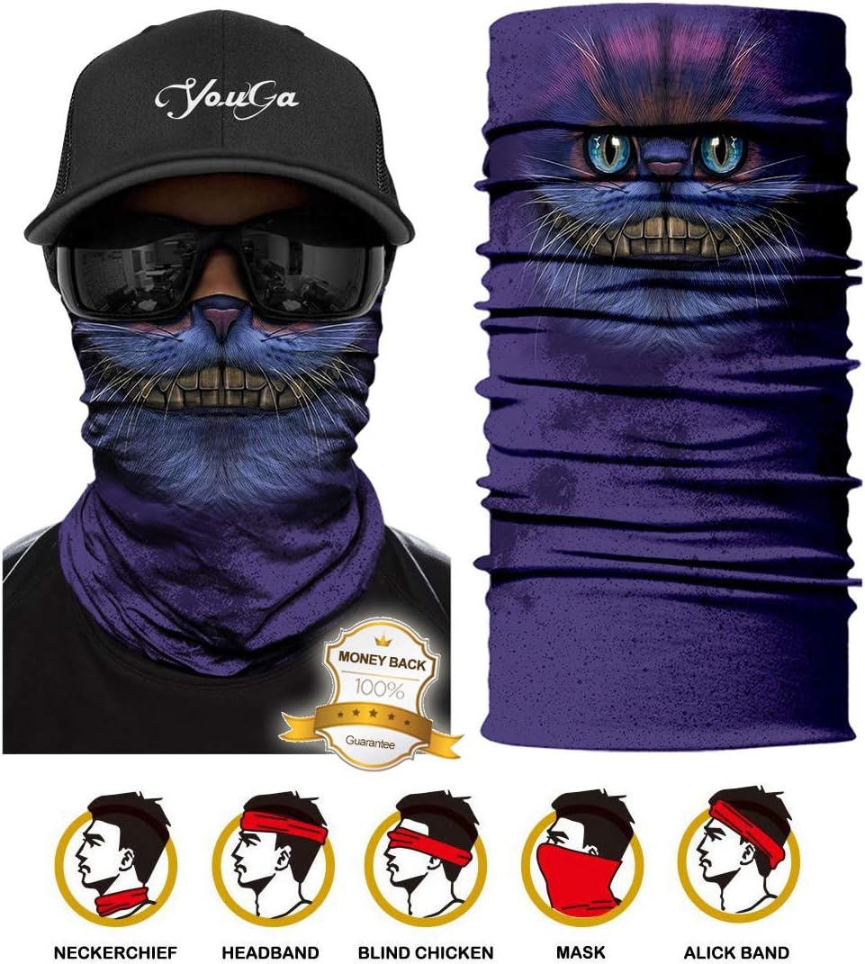 Tube Scarf - 3D Bandana Unisex Seamless Tube Headbands Headwrap, UV Resistance Outdoors Mutifunctional Headwear Balaclava