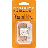 Fiskars 27-Piece Travel Sewing Kit, 39" Measuring Tape, Orange | TSA Compliant Folding Scissors, Repair Set for Buttons and Hemming, Threads, Needles, Small Size for Purses and Carry On