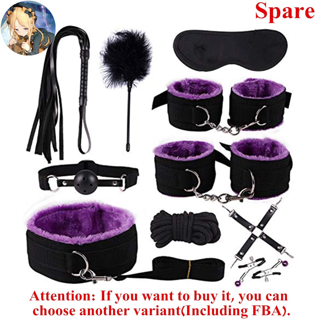 happinesssale Binding Bundled Set Suit Plush Yoga Nylon 10Pcs Long Fur 6 Colors Warm Winter Gear Sēx Kit Hāndcuff Whip Blindfold SM Cosplay Queen Rëštrâîňtš for Partner Fun Toy Passionate Moment