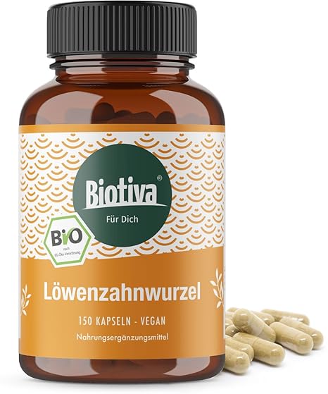 Löwenzahnwurzel Kapseln (150 Veggie-Kapseln) - 450mg Löwenzahnwurzelpulver je Kapsel - Hergestellt und kontrolliert in Deutsc