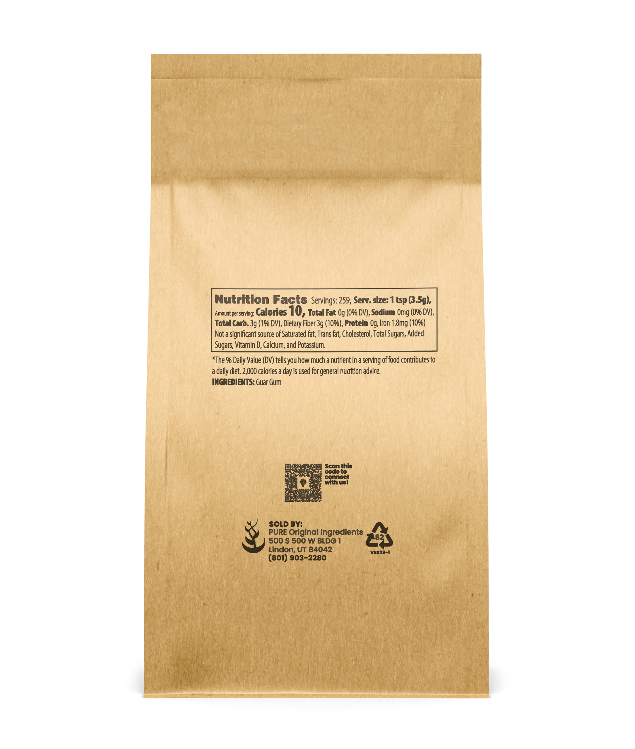 Pure Original Ingredients Guar Gum (2lb) From Guar Beans, Food Grade, Gluten Free