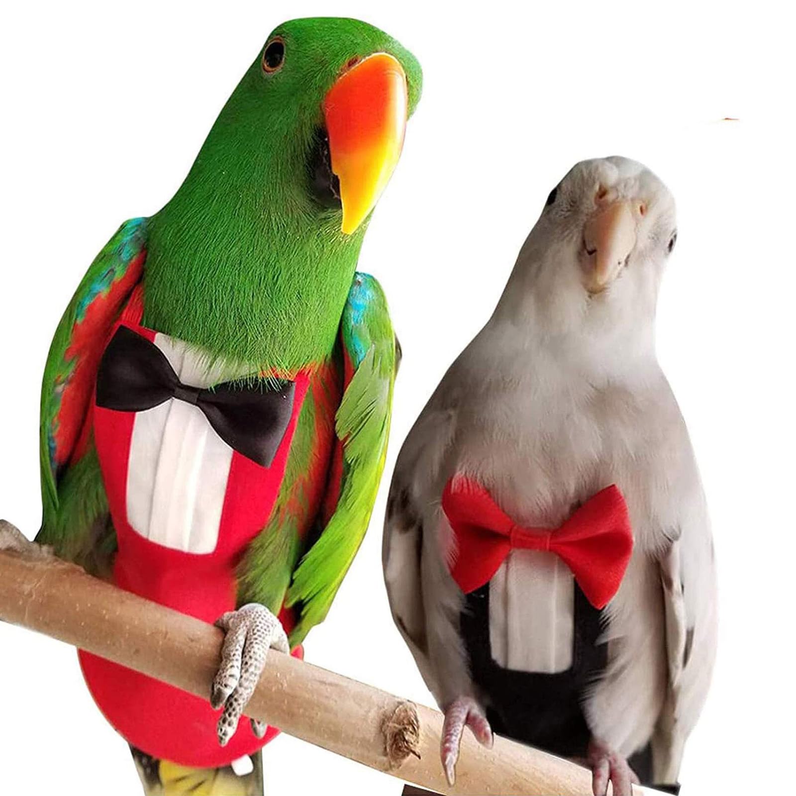Photo 1 of QBLEEV 2 Pack Bird Diapers, Cockatiel Tuxedo Flight Suite, Reusable Parrot Nappy Clothes Costume for Wedding Party Birthday Cosplay Photo, Pigeon Pants Urine Wet Suit for Conure Macaw Budgies Parakeet