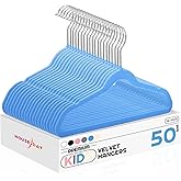 HOUSE DAY 14 Inch Kids Velvet Hangers 50 Pack, Durable Big Kids Hanger for Youth, Non Slip Kid Felt Hangers, Cute Childrens Hanger for Closet, Blue