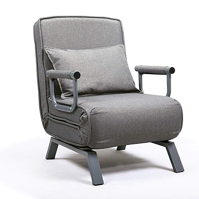 Gray Sofa Bed Arm Chair Convertible Single Dorm Room Couch