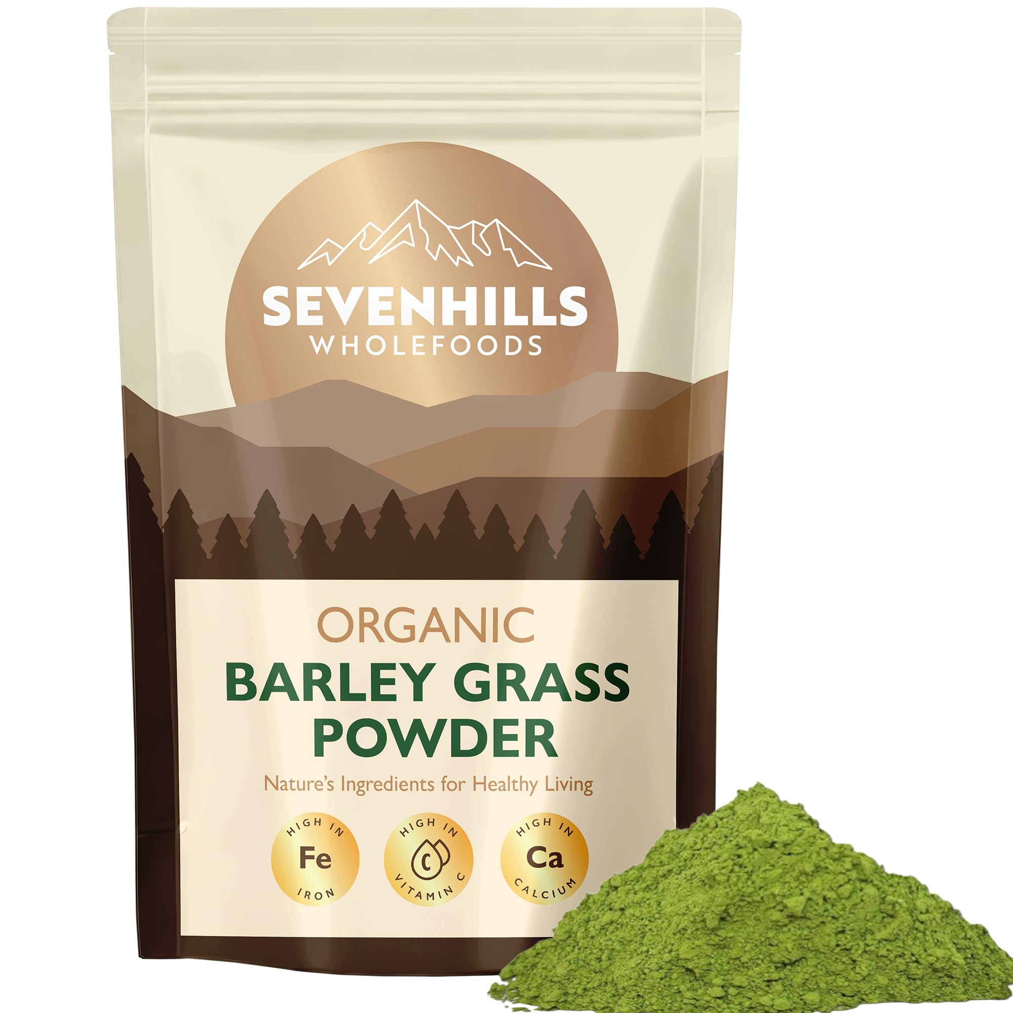 Sevenhills Wholefoods Organic European Barley Grass Powder 1kg, European (EU) | Cultivated in Europe | High in Vitamin C and Iron