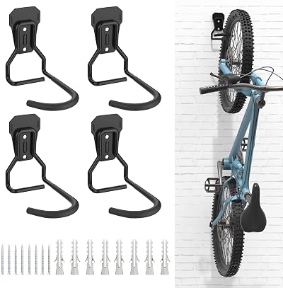 Housolution 4 Pack Bike Wall Mount Heavy Duty Steel Hanger Rack