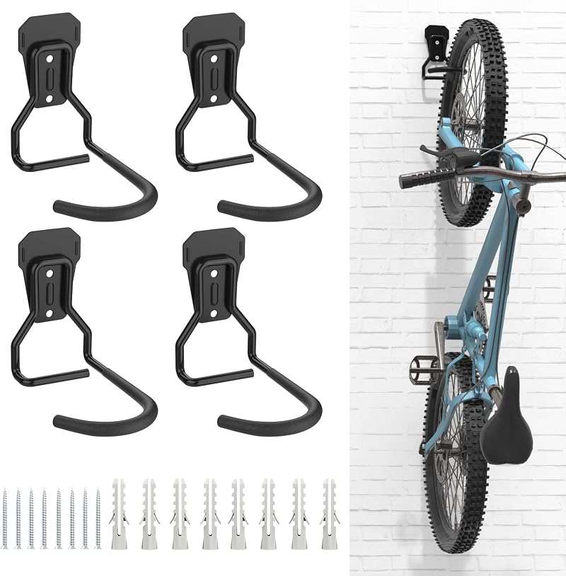 Housolution 4 Pack Bike Wall Mount Heavy Duty Steel Hanger Rack