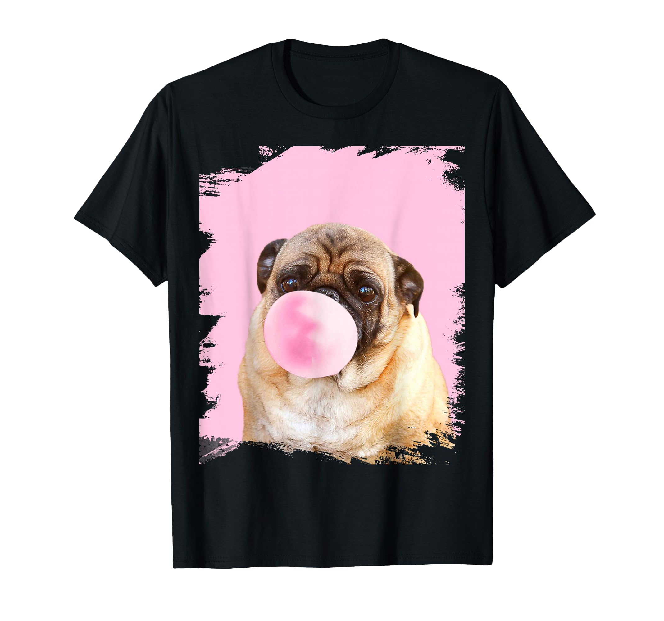 Cute Pug Dog Chewing Pink Gum T-Shirt