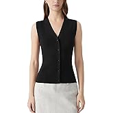 SUUKSESS Women Button Down Vest Tops Summer V Neck Sleeveless Tank Tops Business Casual Sweater Vest