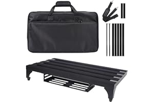 SOYAN 22" x 12.5" Aluminum Alloy Guitar Pedal Board with Power Supply Tray, Carry Bag & Mounting Tapes Included (Black, APB-22BK)