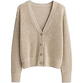 SHENHE Women's Hollow Out Crochet Cardigan Oversized Button Down Fall Cardigan Sweater
