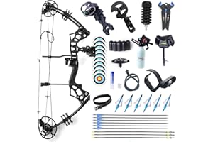 MOYUJIAN Adult Archery Compound Bow and Arrow Set Bow Fishing Combo kit Adjustable 30-65LBS Composite Bow Combination 19.5 "-30" Drawstring Length Hunting Equipment