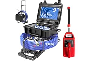 Gatebig Sewer Camera with Locator,165FT/50M,Retractable Handle,Distance Counter,7MM Cable, 9'' IPS Drain Inspection Camera with DVR, IP68 Plumbing Snake with 12 Lights for Home,Duct Pipe Inspection