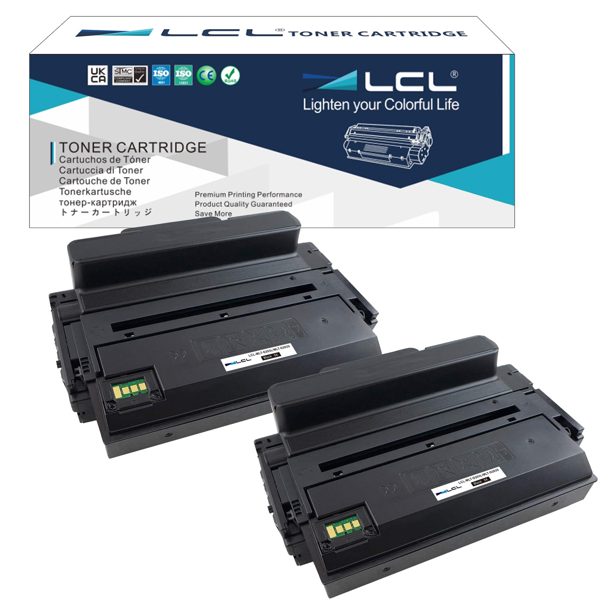 LCL MLT-D203L MLT-D203S (2-pack Black) 5000pages Toner Cartridge Compatible for Samsung ProXpress SL-M3320ND SL-M3370 SL-M3370FD SL-M3370FW SL-M3820 SL-M3820ND SL-M3820D SL-M3820DW SL-M3870 SL-M3870FD