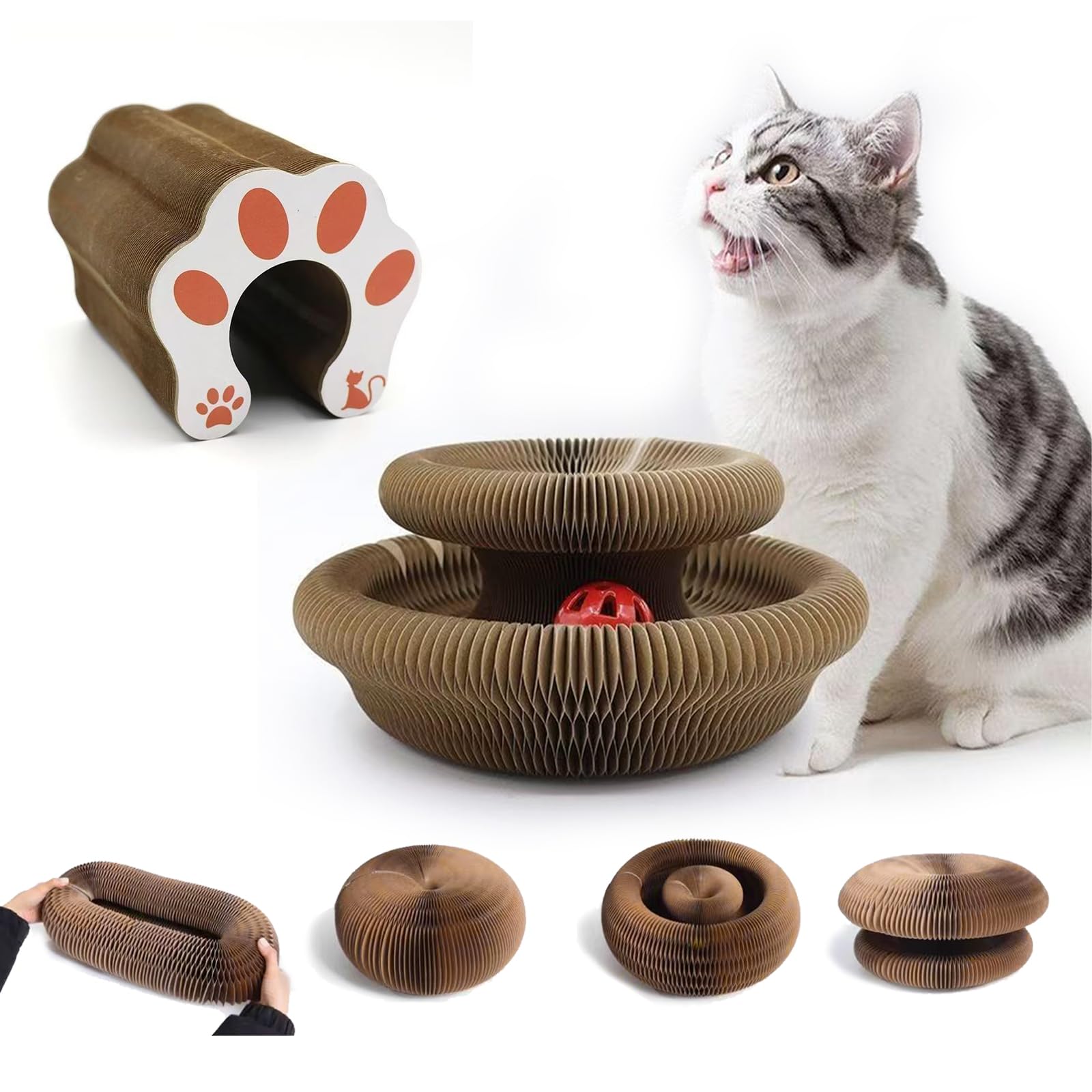 Photo 1 of Kitty kurlz Cat Scratching Board, Kitty Curlz Cat Toy, Made of Recyclable Corrugated Cardboard, Scratch-Resistant and Abrasion-Resistant, Foldable