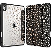 May Chen for iPad (A16) 11th Generation Case 11 Inch 2025, iPad 10th Gen Case 2022 10.9 inch, Built-in Pencil Holder with Shockproof Cover Clear Transparent Back Shell Auto Wake/Sleep, Leopard Print