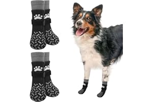 SCENEREAL Anti Slip Dog Socks to Prevent Licking Paws, Dog Shoes for Hot/Cold Pavement, Paw Protector Traction Control on Hardwood Floor, Dog Shoes Booties for Puppy Small Medium Large Senior Dogs