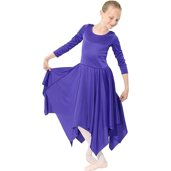 Amazon.com: Danzcue Girls Praise Loose Fit Full Length Long Sleeve Dance  Dress (4-6, Aqua Blue) : Clothing, Shoes & Jewelry