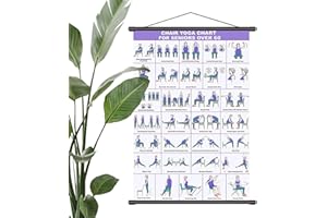 Chair Yoga Poster | Foldable Multiple Poses Wall Mount - Home Chair Exercise Guide Wall Chart | for Fitness Stretching Mobili