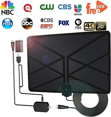 amazon 2018アップグレード hdtvアンテナ 増幅デジタルhdテレビアンテナ 60 100マイル範囲 4k 1080p インドア パワフル hdtv アンプ 信号ブースター vhf uhf フリービュー テレビ ローカルチャンネル 取り外し可能看板付き babutv アンテナ