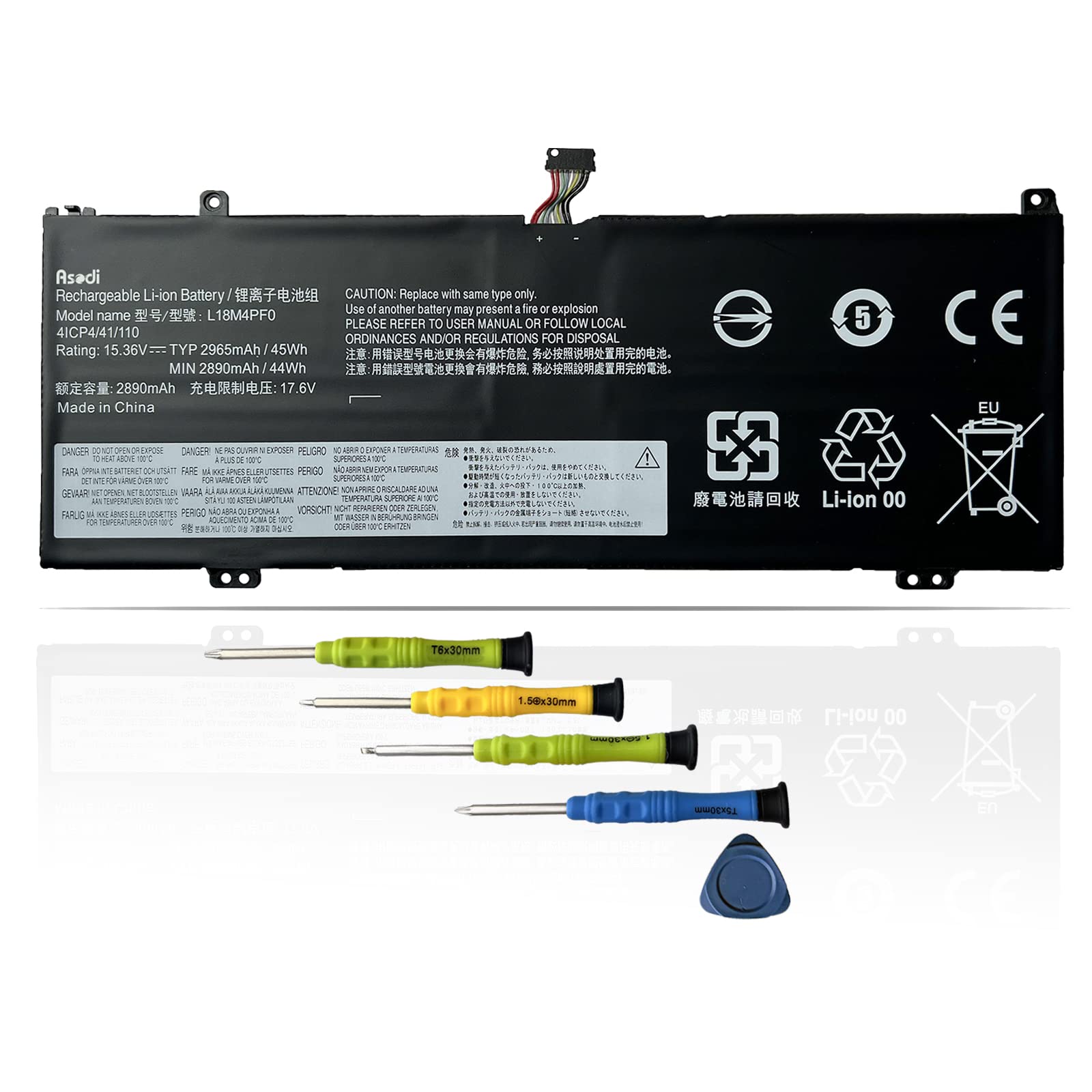 Photo 1 of ASODI L18M4PF0 45Wh Laptop Battery Compatible with Lenovo ThinkBook 13S-IML 14S-IML 13S-IWL 14S-IWL Series L18D4PF0 L18C4PF0 5B10S73499 5B10S735015B10S73500 15.36V 2965mAh