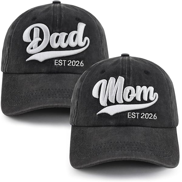 Matching Mom & Dad Embroidered Baseball Hats - Adjustable Cotton Caps, Perfect Couple Gift For New Parents