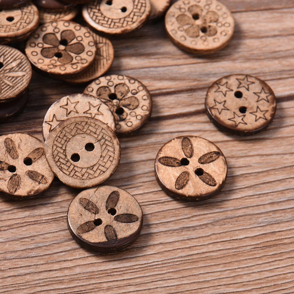 Amazon Co Jp Qin 木のボタンセット ウッドボタン 福袋 シンプル アンティーク調 手芸 手作り ボタン 2つ穴 50枚セット 手芸に最適 18ｍｍ ホーム キッチン