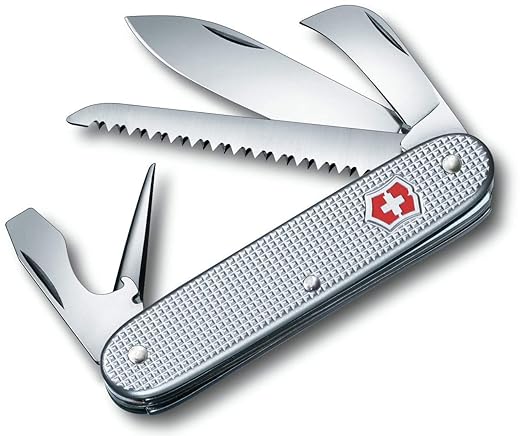 Victorinox Taschenmesser Swiss Army 7 Alox (7 Funktionen, Grosse Klinge, Holzsäge) silber