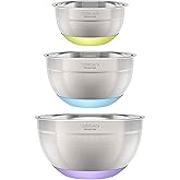 3-Piece Stainless Steel Mixing Bowls with Nonslip Base, 1.5qt, 3qt & 5qt