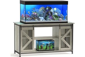 DetalleGo 50-80 Gallon Fish Tank Stand, Heavy Duty Aquarium Stand with Cabinet for Fish Tank Accessories Storage, 58.9" L x 19.7" W x 32.6" H, 1000 LBS Capacity, Gray