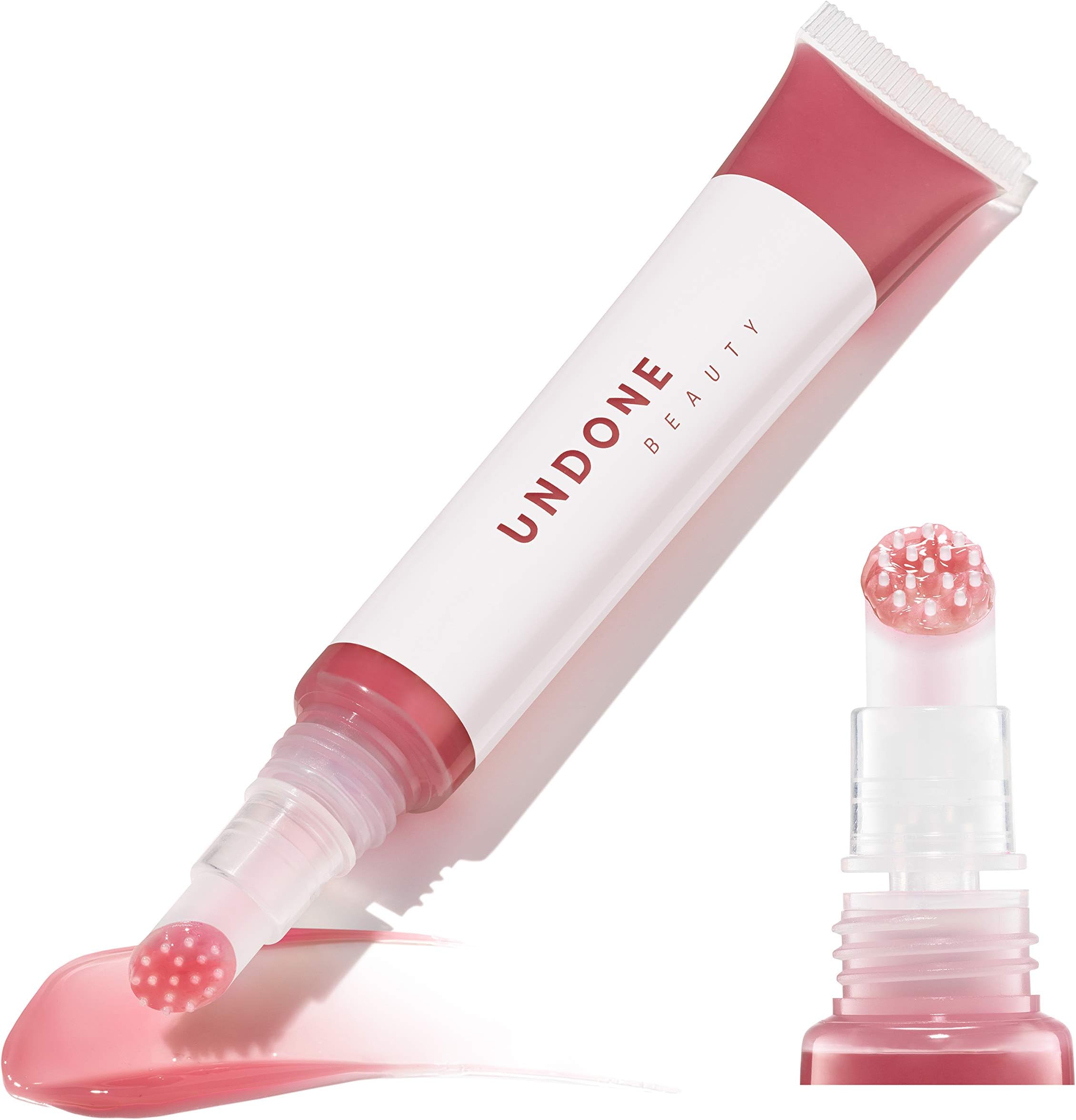Undone Beauty Lip Life Moisturizing Sheer Balm Lip Tint with Exfoliating Tip for Gentle Dry Skin Removal and Colorless Non-Sticky Gloss - Natural Shea, Jojoba and Rose Hip for Smoothing - Little Red