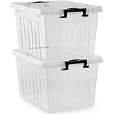 Citylife 24L Clear Plastic Storage Bins with Lids Stackable and Nestable Storage Boxes with Lids Large Plastic Storage Contai