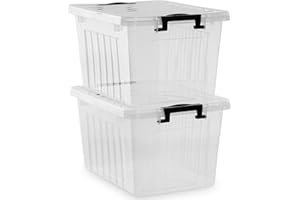 Citylife 24L Clear Plastic Storage Bins with Lids Stackable and Nestable Storage Boxes with Lids Large Plastic Storage Contai
